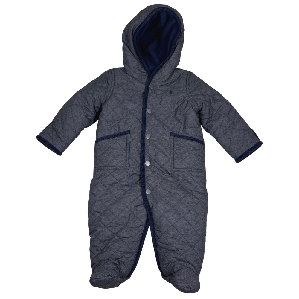 Ralph Lauren Baby 6M Gray Quilted Hooded Snowsuit‎ Winter Outfit